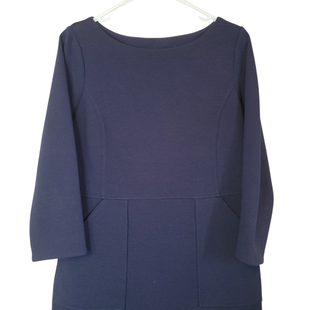 Boden Auria Ottoman Shift Dress Navy 3/4 Sleeve Work Office Dress Size 8 Petite - Picture 4 of 13